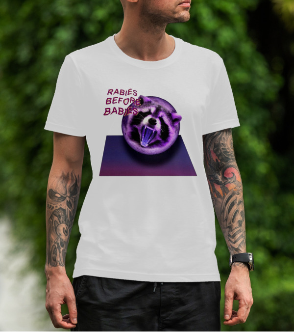 Rabies Before Babies Raccoon Spherical Illusion T-Shirt