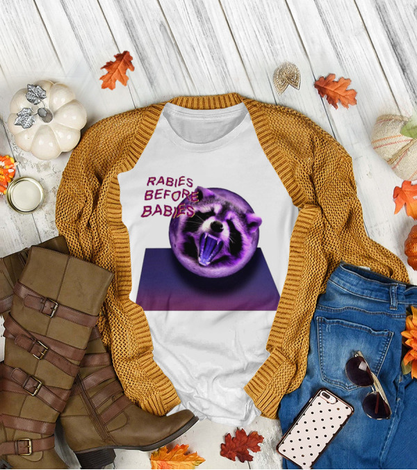 Rabies Before Babies Raccoon Spherical Illusion T-Shirt