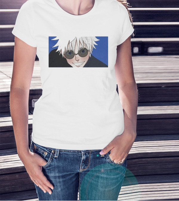 Young Gojo Anime Manga Character Blue Background T-Shirt