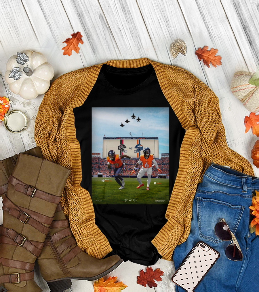 Marvin Mims Jr and PJ Locke Denver Broncos vs Atlanta Falcons Empower Field Week 11 Football Matchup T-Shirt