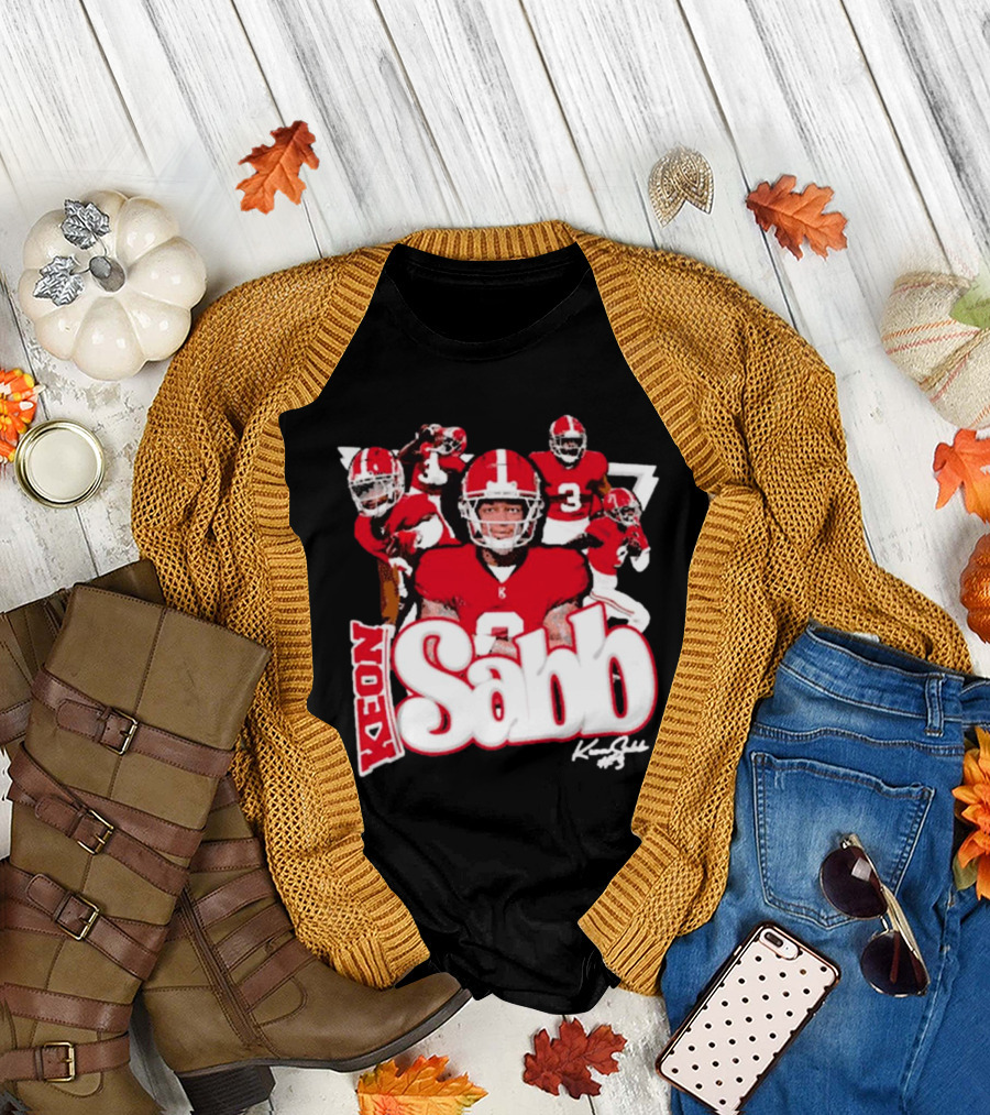 Keon Sabb 3 Alabama Crimson Tide Football Caricature Signature Crimson Jersey Players T-Shirt