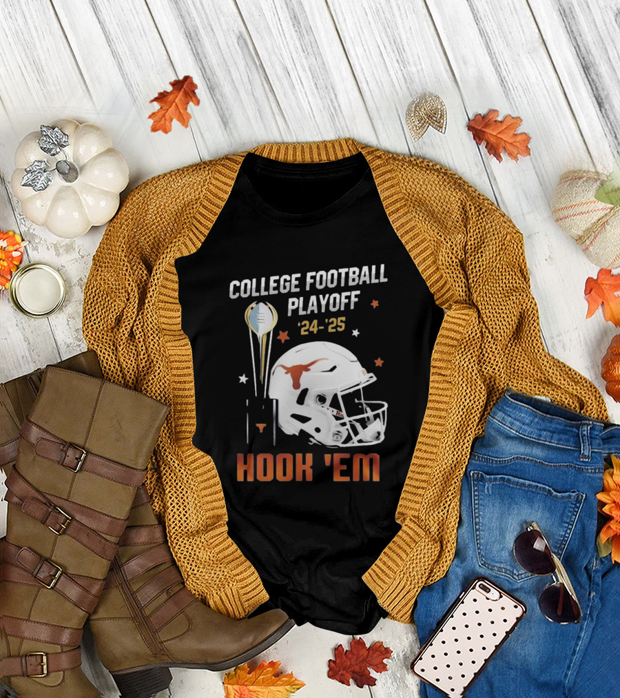 College Football Playoff '24-'25 Hook 'Em Texas Longhorns Helmet T-Shirt