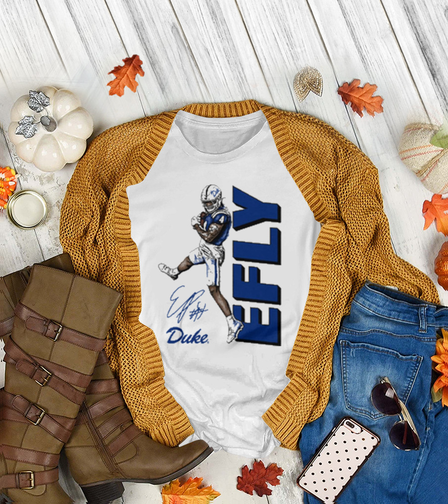 Eli Pancol #4 Duke Blue Devils EFLY Football Signature T-Shirt