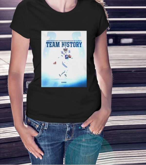 Anthony Richardson Indianapolis Colts Most Rushing Yards By QB In Team History T-Shirt