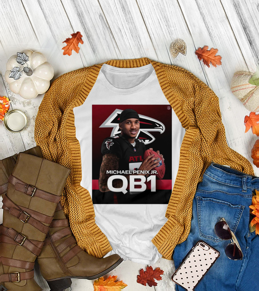 Atlanta Falcons Michael Penix Jr QB1 Football Star in Team Colors T-Shirt
