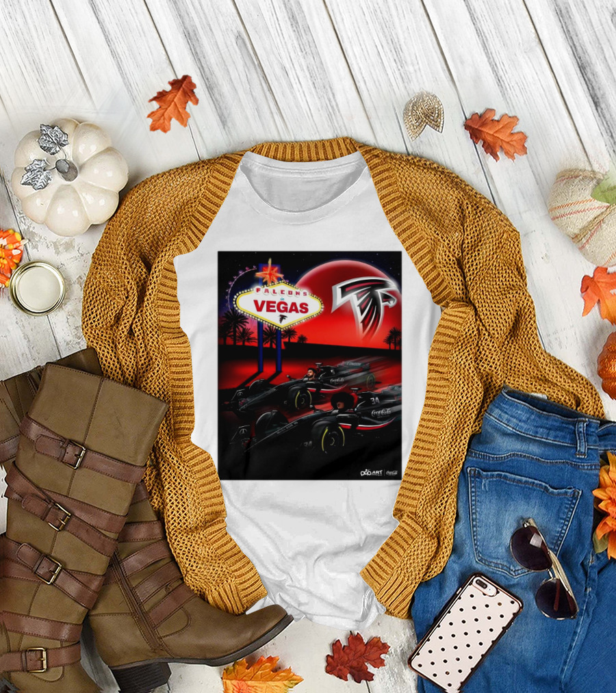 Falcons Vegas Coca-Cola Racing with Atlanta Falcons Logo and Sign T-Shirt