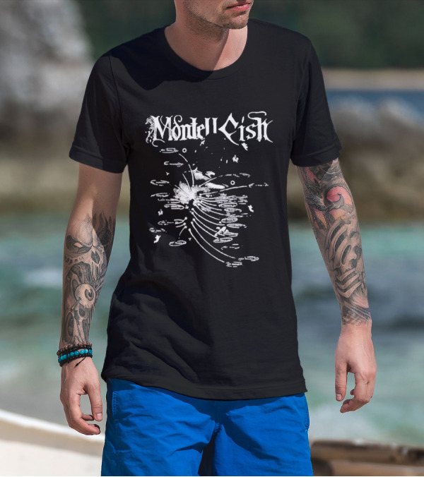 Montell Fish Elegant Black And White Abstract Pond T-Shirt