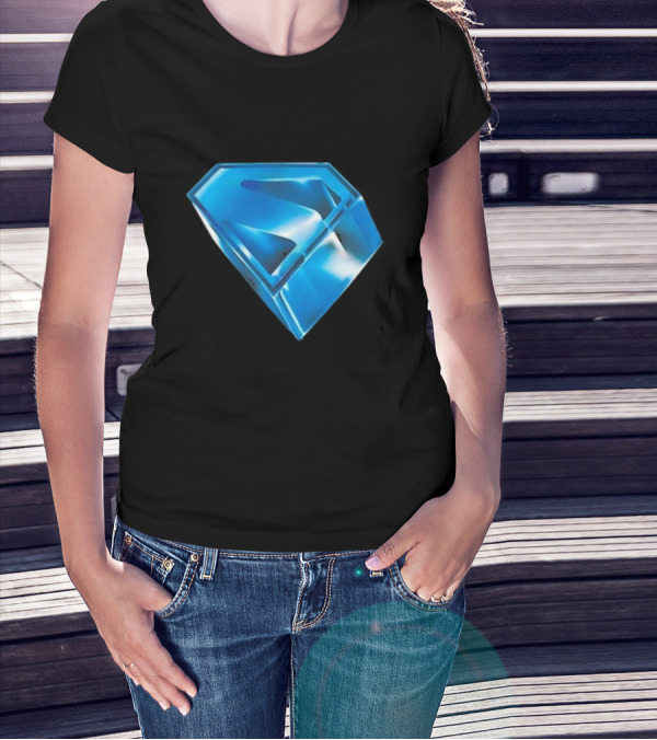 Superman 2025 Movie Stylized S-Shield Blue Diamond Emblem T-Shirt