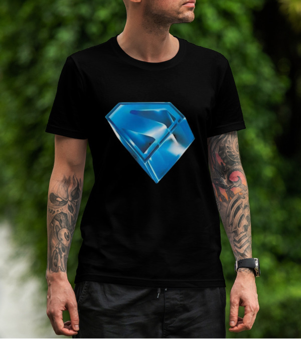 Superman 2025 Movie Stylized S-Shield Blue Diamond Emblem T-Shirt