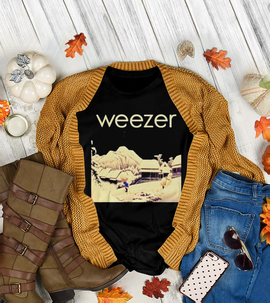 Weezer Pinkerton Album Snowy Village Scene T-Shirt