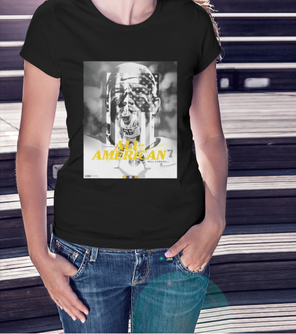 LSU Tigers Football Will Campbell Consensus All-American #66 T-Shirt