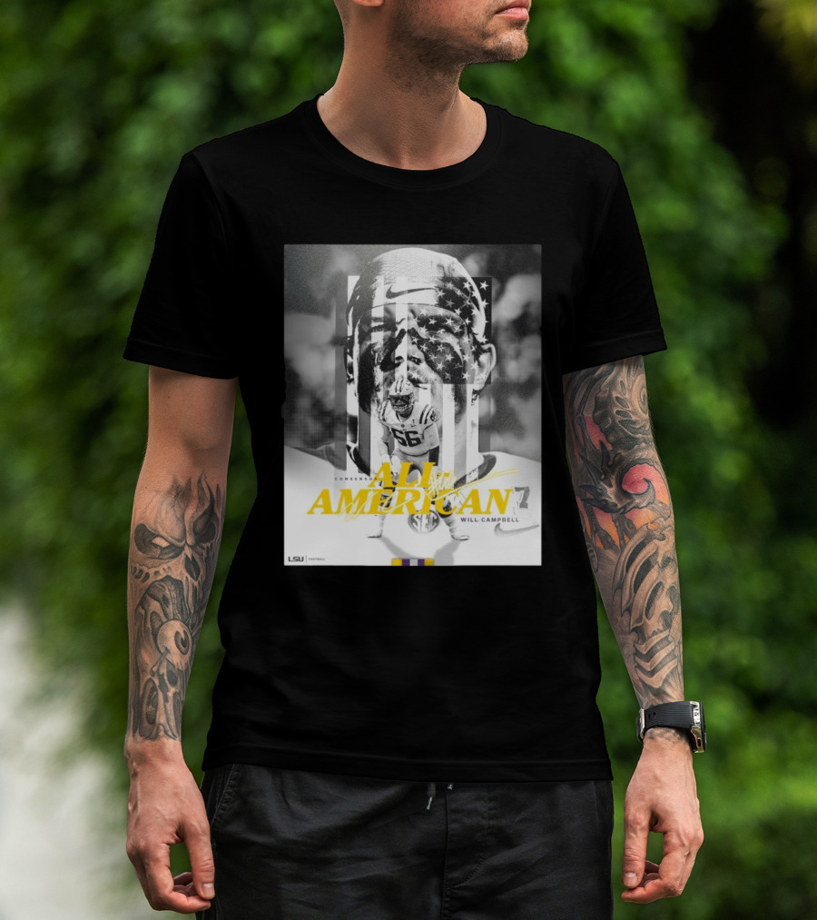 LSU Tigers Football Will Campbell Consensus All-American #66 T-Shirt