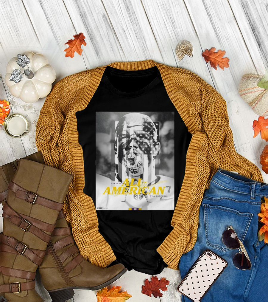 LSU Tigers Football Will Campbell Consensus All-American #66 T-Shirt