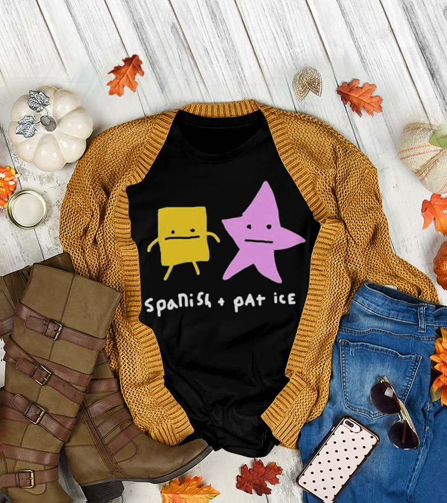 Spanish And Pat Ice Cartoon Square And Star Characters T-Shirt
