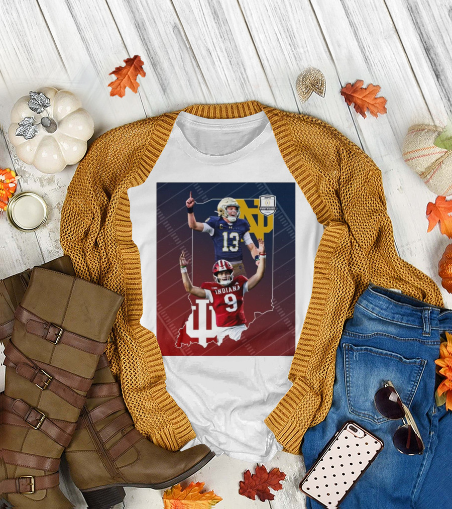 Indiana Hoosiers Versus Notre Dame Fighting Irish 12-Team CFP Friday Matchup T-Shirt