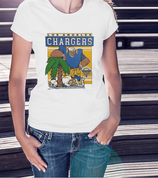 Los Angeles Chargers Crenshaw Skate Club Light Blue Palm Tree Established 1960 Football Player T-Shirt