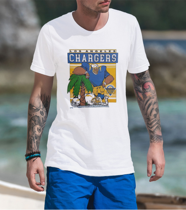 Los Angeles Chargers Crenshaw Skate Club Light Blue Palm Tree Established 1960 Football Player T-Shirt
