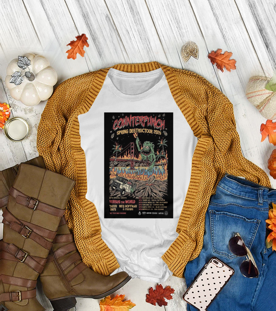 Counterpunch Spring Destructor 2025 San Francisco Monster Versus The World Taken Wes Hoffman Day And Friends Tour Dates T-Shirt
