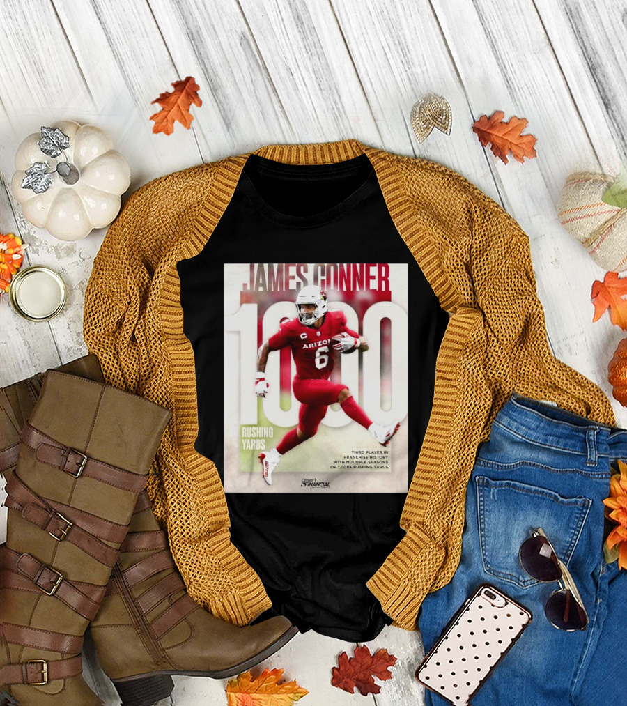 James Conner Arizona Cardinals 1,000 Rushing Yards Third Player Franchise History T-Shirt
