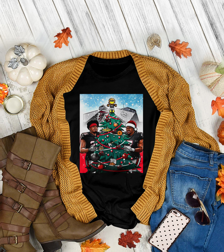 Atlanta Falcons Christmas Tree Gameday Greetings Mercedes-Benz Stadium NFL T-Shirt