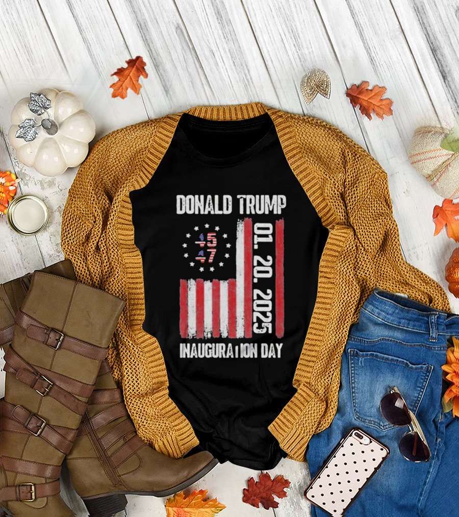 Donald Trump 01.20.2025 47th US President Inauguration Day USA Flag T-Shirt