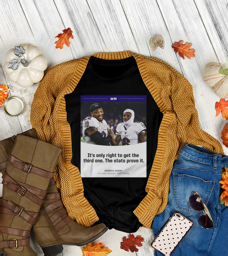 It's Only Right to Get the Third One The Stats Prove It Derrick Henry on Lamar Jackson's MVP Chants Ravens T-Shirt