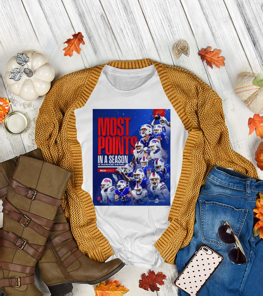 Buffalo Bills NFL Most Points in a Season in Franchise History - Reeds Jenss T-Shirt