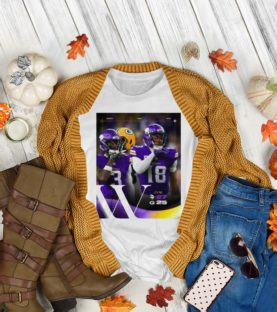 Minnesota Vikings Final Victory Over Green Bay Packers NFL 27-25 T-Shirt