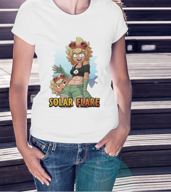 Solar Flare Anime Style Character With Blonde Hair And Goggles T-Shirt