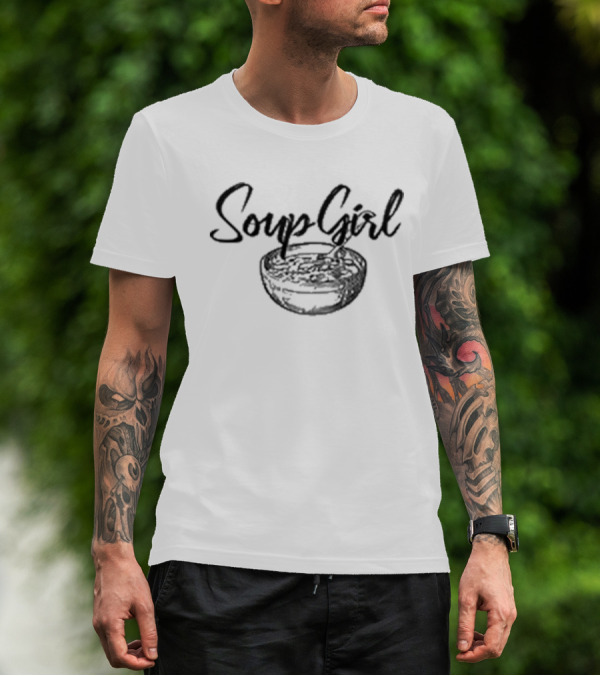 Soup Girl Bowl Sketch Font Style Trend Kat Timpf Wearing T-Shirt