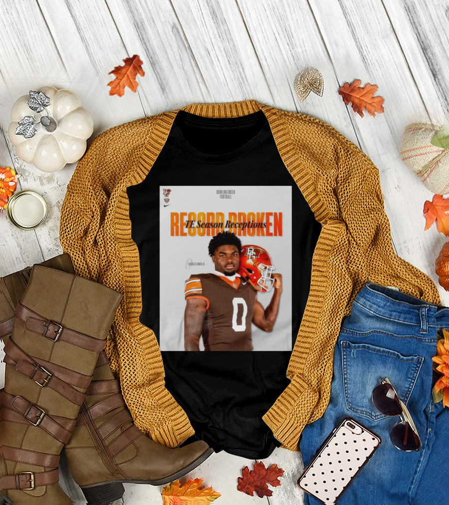 Bowling Green Falcons Football TE Season Receptions Record Broken Harold Fannin Jr T-Shirt