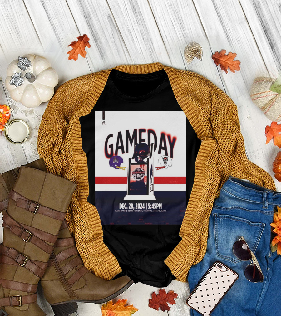 East Carolina Pirates vs NC State Wolfpack Gameday Military Bowl Dec 28 2024 Navy-Marine Corps Memorial Stadium Annapolis MD T-Shirt