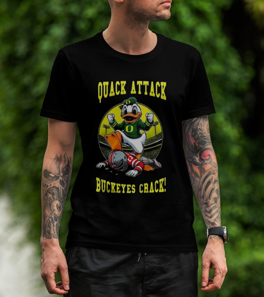 Oregon Ducks Quack Attack Buckeyes Crack Football Mascot Showdown 2025 T-Shirt