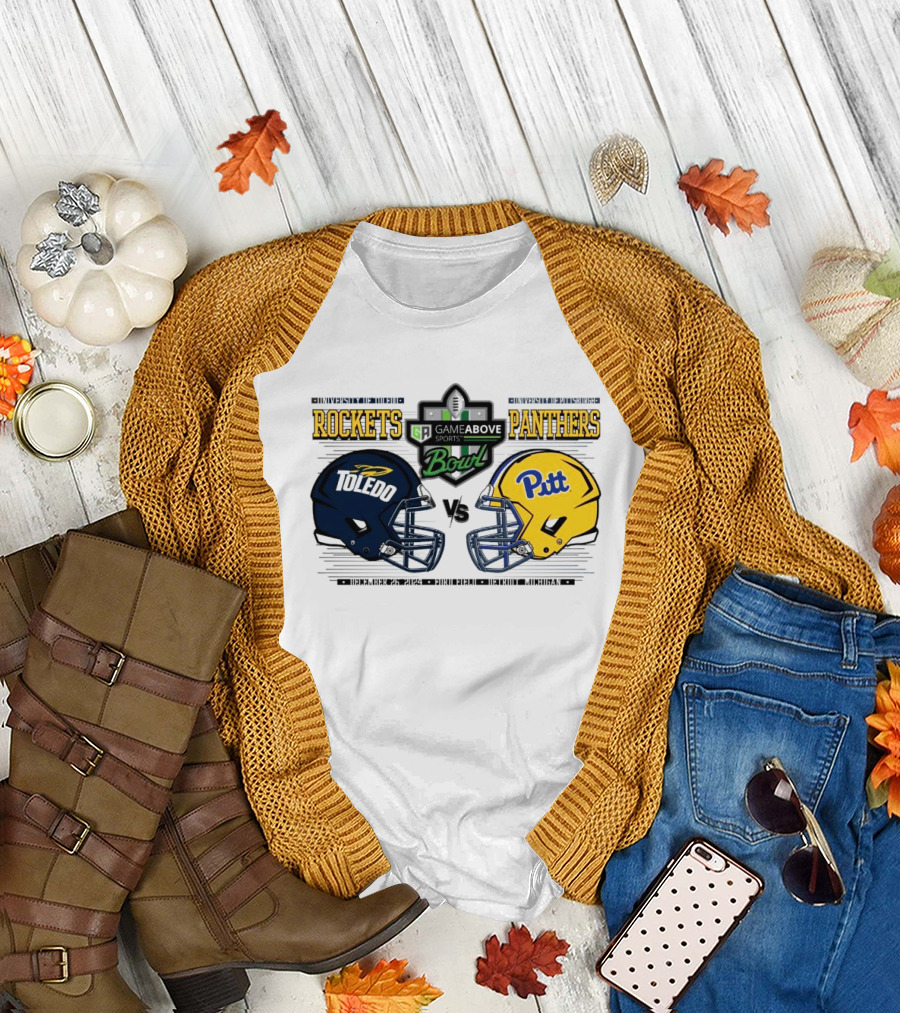 Toledo Rockets Vs Pitt Panthers Gameabove Sports Bowl December 26th 2024 Head To Head Football Matchup T-Shirt