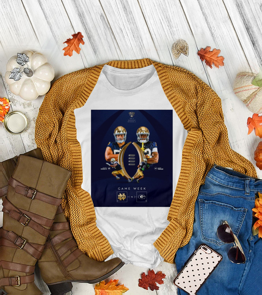 Howard Cross III Jayden Thomas Notre Dame Fighting Irish vs Georgia Bulldogs Game Week Matchup T-Shirt