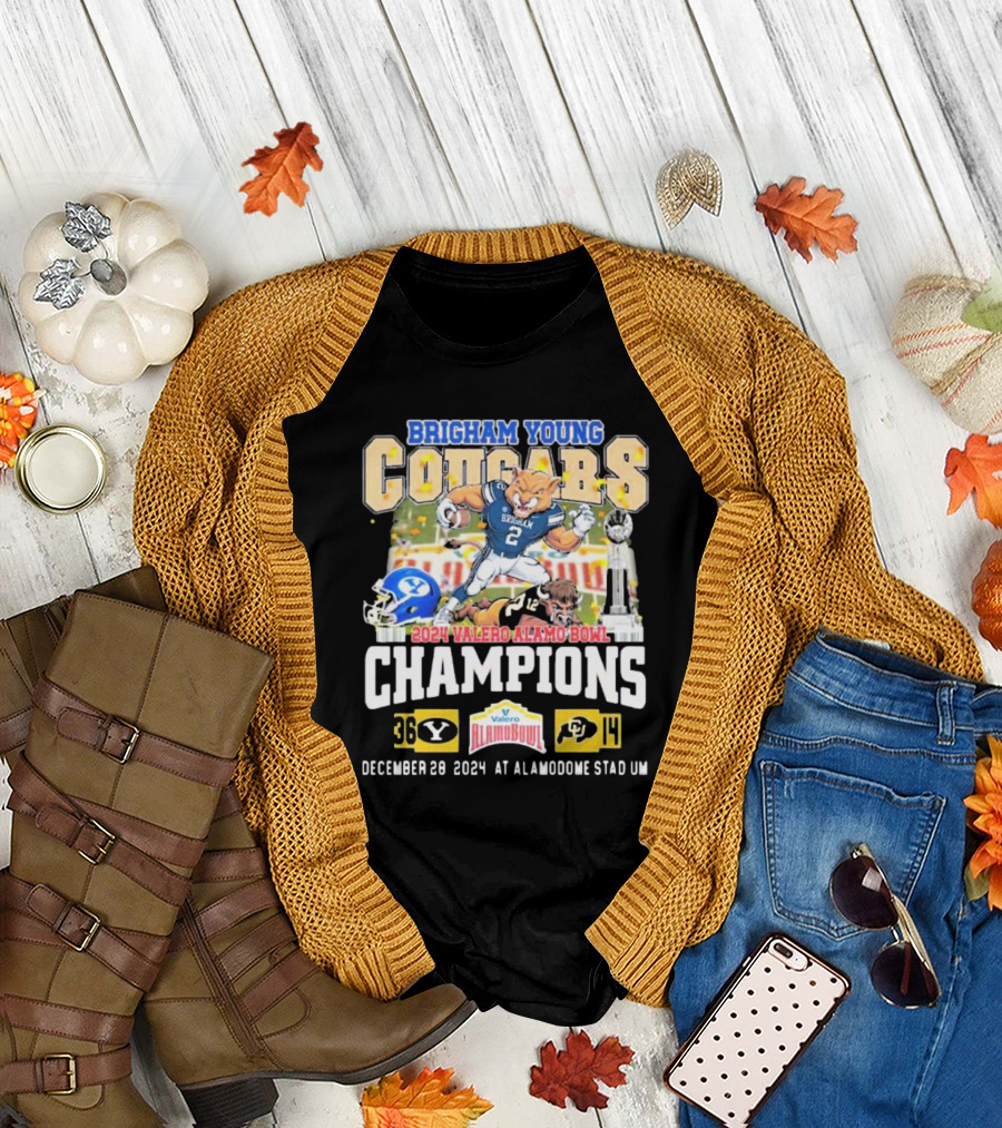 Brigham Young Cougars Champions 2024 Valero Alamo Bowl vs Colorado Buffaloes 36-14 December 28 Alamodome Stadium T-Shirt