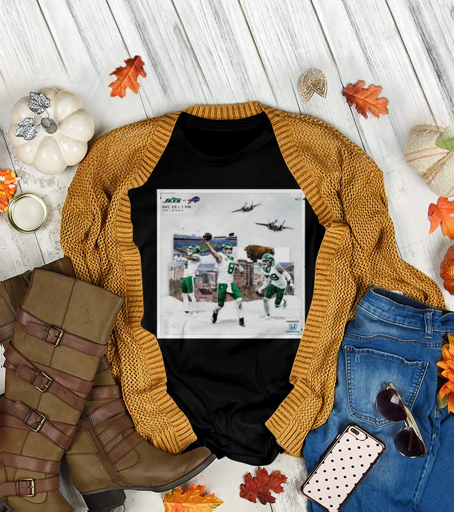 DJ Reed Aaron Rodgers Will McDonald New York Jets at Buffalo Bills Gameday December 29 2024 CBS Honda T-Shirt