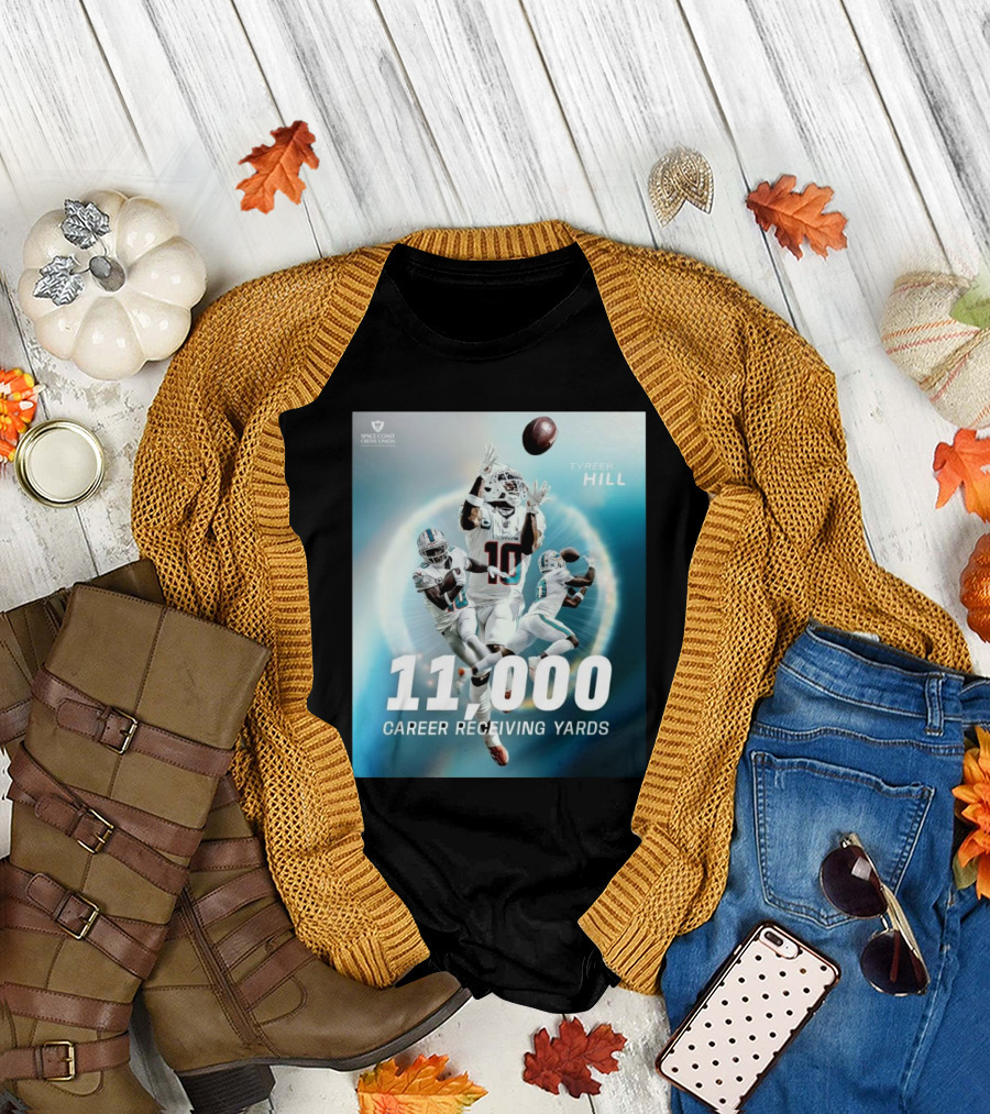Tyreek Hill 11000 Career Receiving Yards Miami Dolphins Cleveland Browns T-Shirt