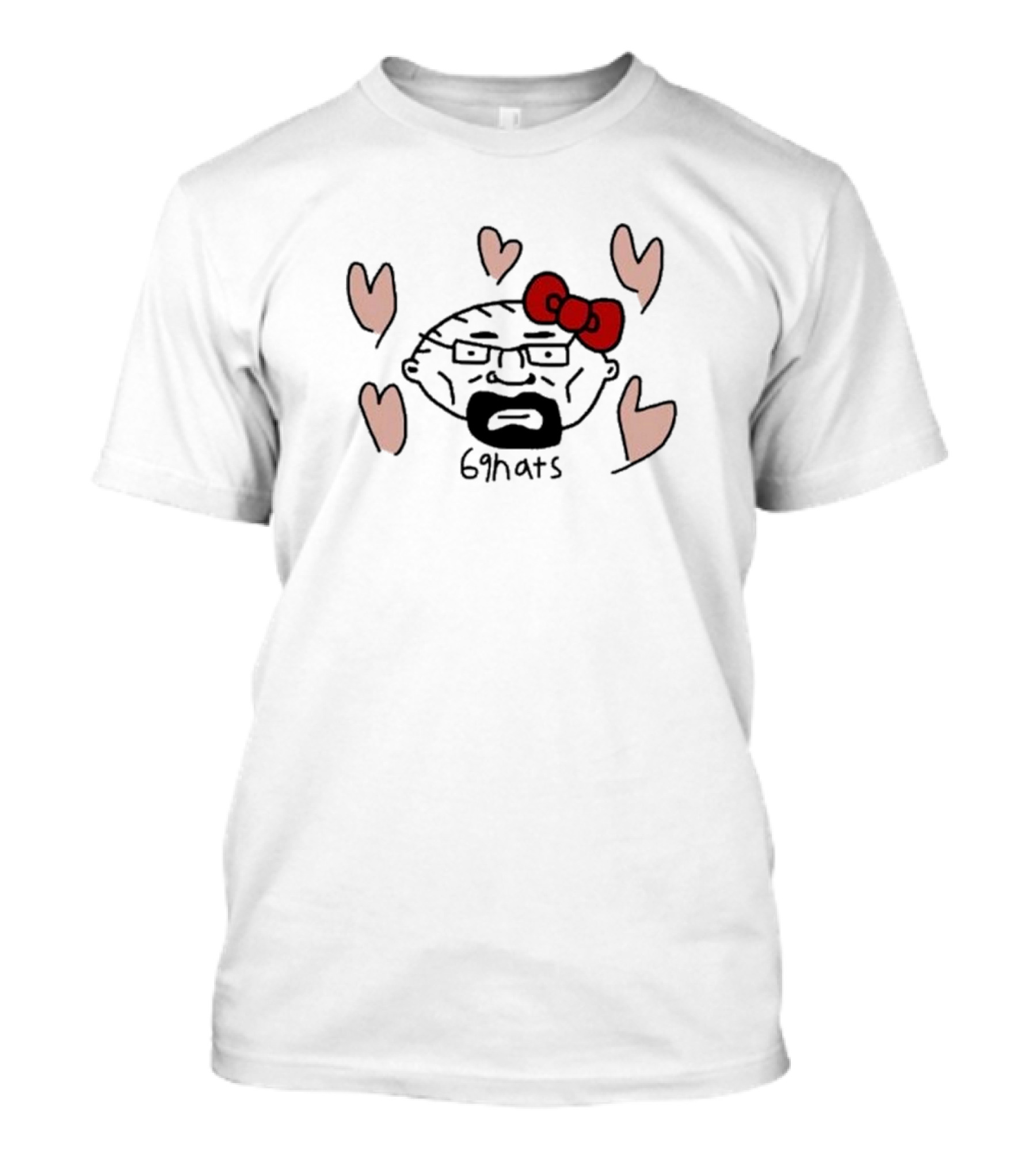 69Hats Hello Waltuh Character Mashup With Red Bow And Hearts T-Shirt