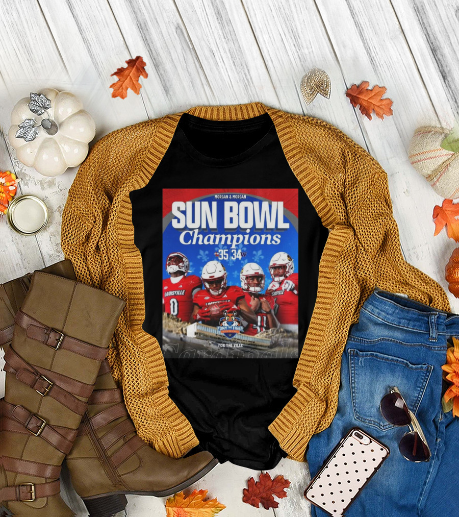 Sun Bowl Champions 35-34 Louisville Cardinals Victory Over Washington Huskies Morgan and Morgan Tony the Tiger T-Shirt