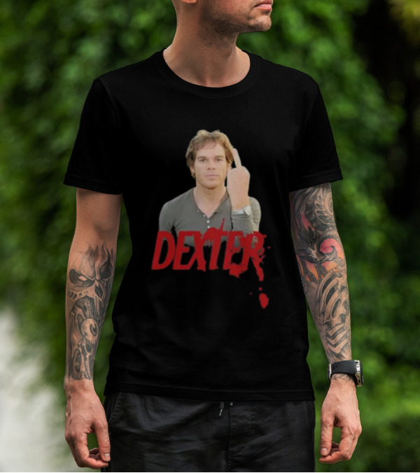 Dexter Middle Finger Blood Splatter T-Shirt