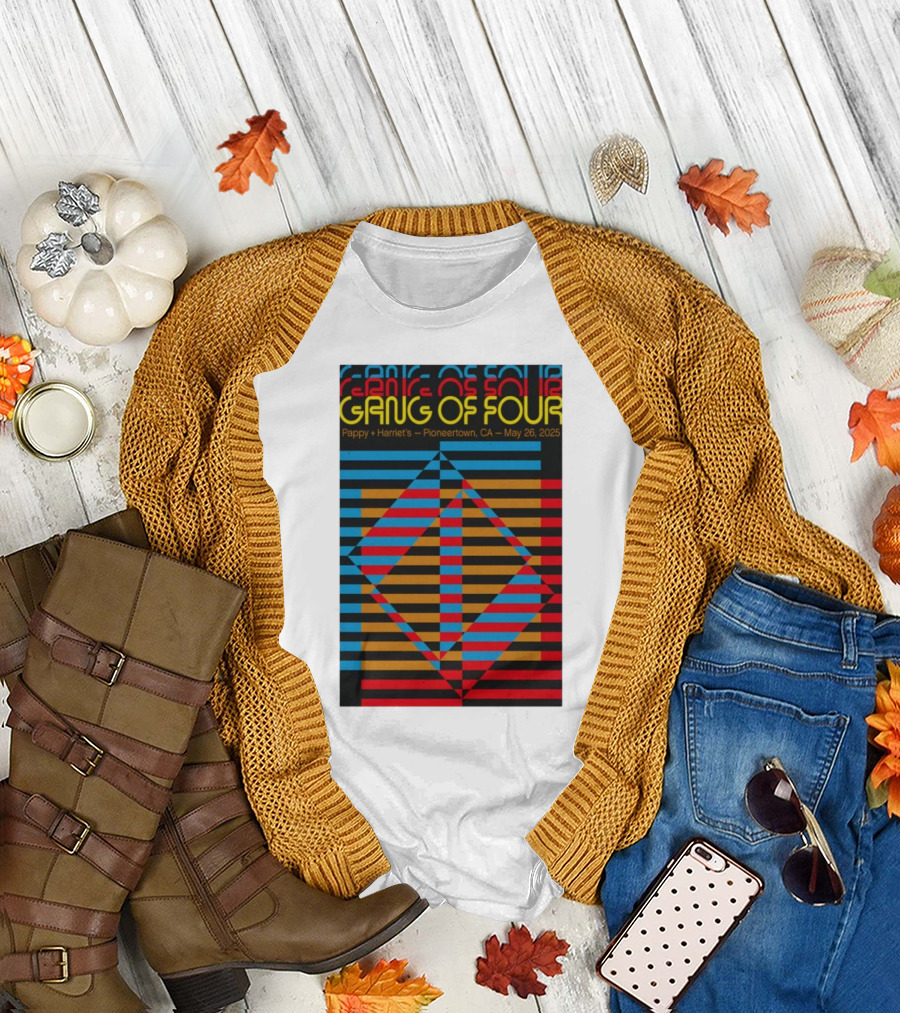 Gang Of Four May 26 2025 Pappy and Harriet's Pioneertown CA Psychedelic Geometric Tour T-Shirt
