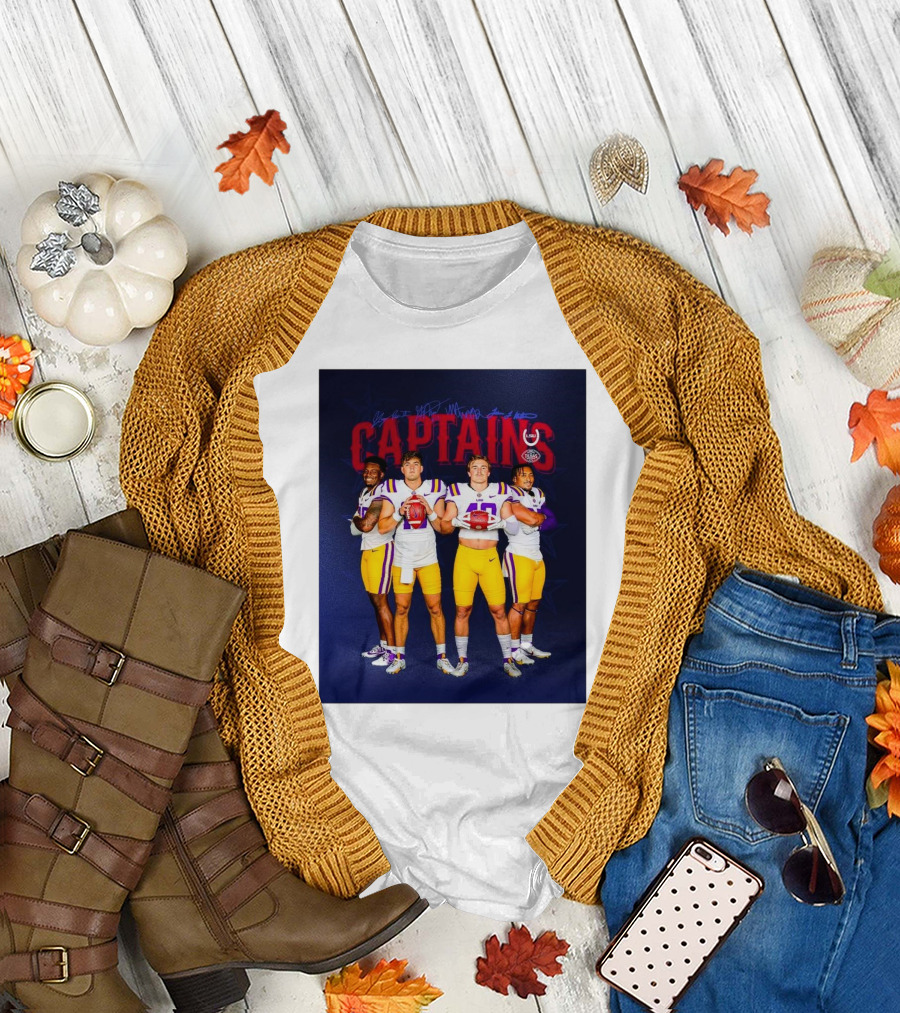 Texas Bowl LSU Tigers Captains Nussmeier Weeks Williams Penn Signatures T-Shirt
