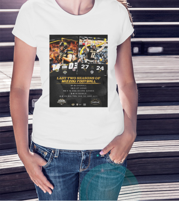 Missouri Tigers 4-0 Against Big Ten Big 12 And ACC Last Two Seasons Of Mizzou Football Champions 21-5 Overall 2-0 In Bowls T-Shirt