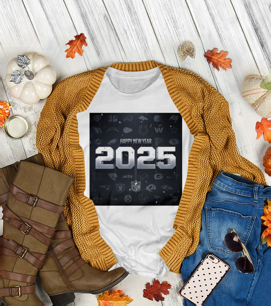 NFL Happy New Year 2025 All Teams Celebration T-Shirt