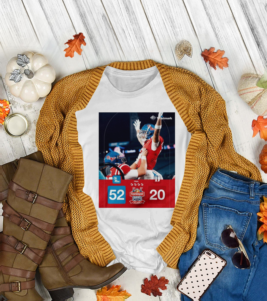 Final Ole Miss 52-20 Victory Duke Blue Devils TaxSlayer Gator Bowl 80th Game T-Shirt