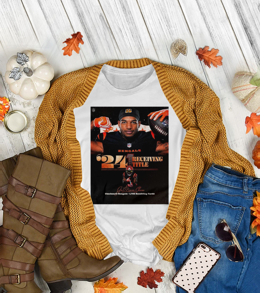 Ja’Marr Chase '24 Receiving Title Cincinnati Bengals 1,708 Yards NFL T-Shirt