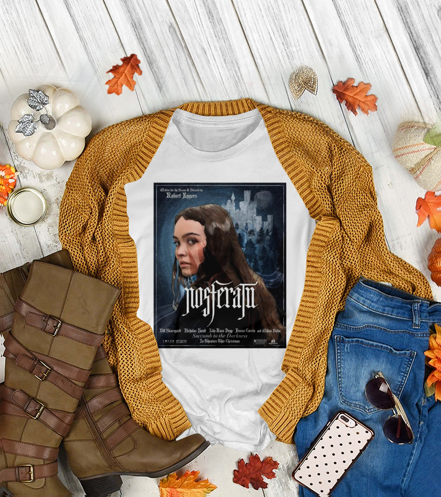 Nosferatu Bill Skarsgard Nicholas Hoult Lily-Rose Depp Emma Corrin Willem Dafoe Robert Eggers Succumb to the Darkness T-Shirt