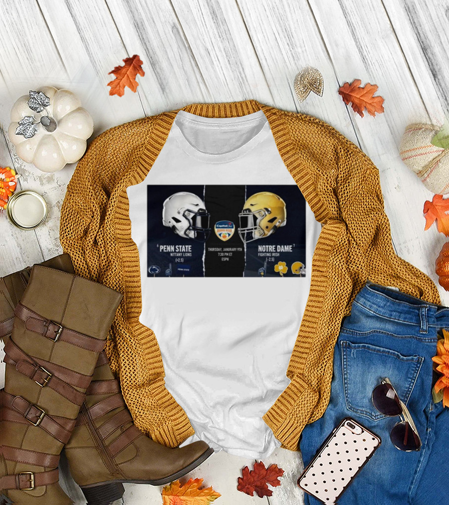 Penn State Nittany Lions Vs Notre Dame Fighting Irish Capital One Orange Bowl Thursday January 9th 2025 Helmet Matchup T-Shirt
