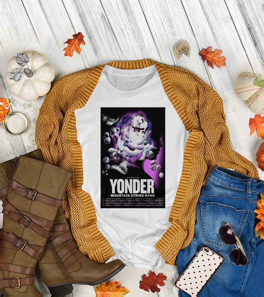 Yonder Mountain String Band 2025 Winter Tour Cosmic Silhouette Park City UT T-Shirt